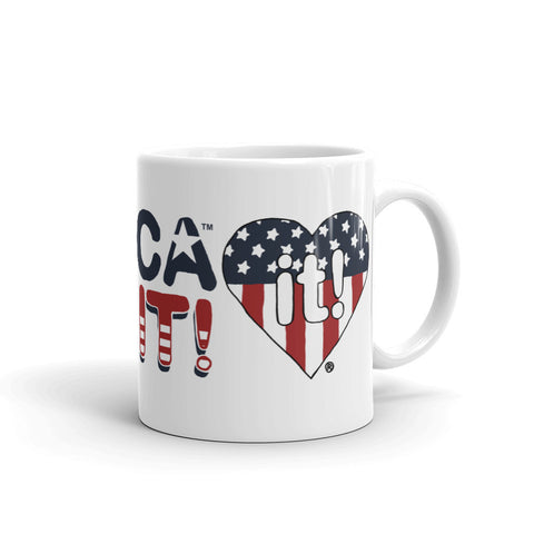White glossy mug America Love it! Americana Style