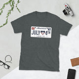 Short-Sleeve Unisex T-Shirt 4TH of July License Plate