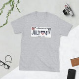 Short-Sleeve Unisex T-Shirt 4TH of July License Plate