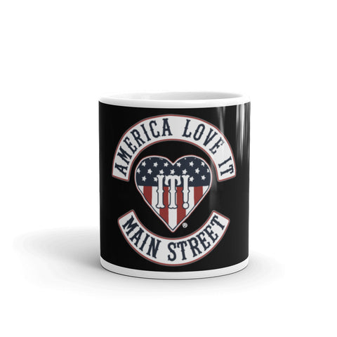 Black glossy mug Patch of Honors America Love it! Main Street