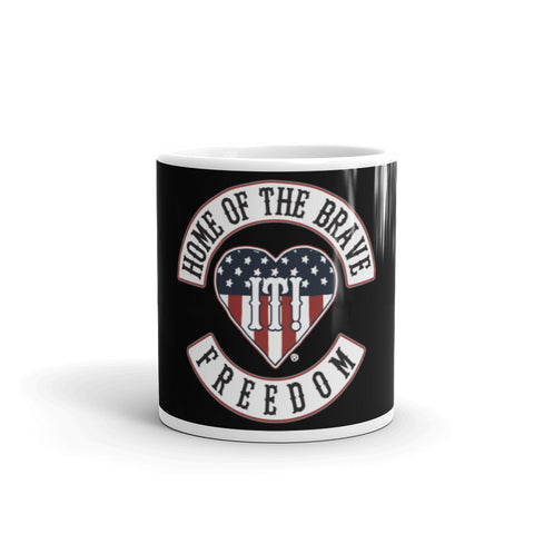 Black glossy mug Patch of Honors Home of the Brave Freedom