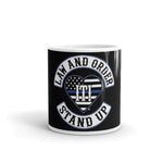 Black glossy mug Patch of Honors Land and Order Stand Up