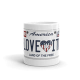 White glossy mug America Love it! License Plate