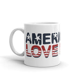 White glossy mug America Love it! Americana Style